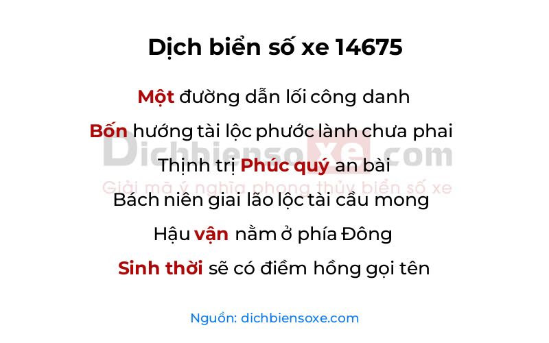 Dịch thơ biển số 14675