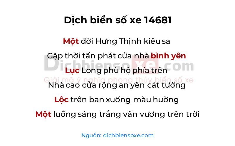 Dịch thơ biển số 14681