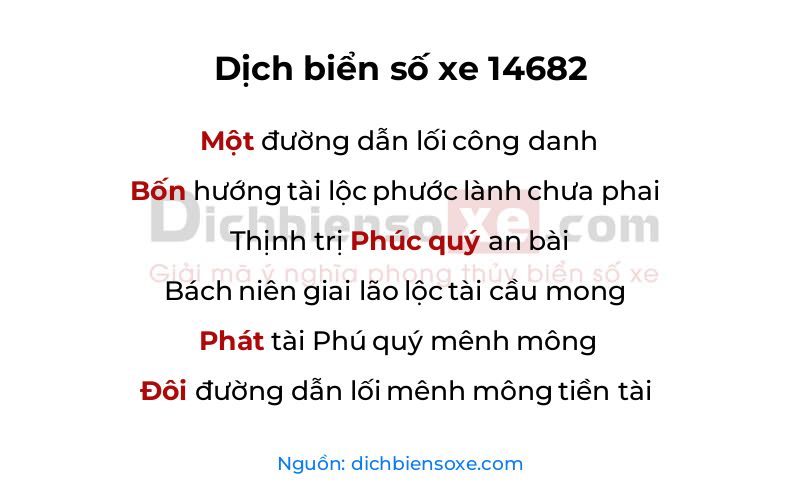 Dịch thơ biển số 14682