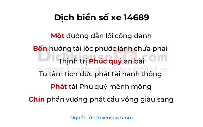 Dịch thơ biển số 14689