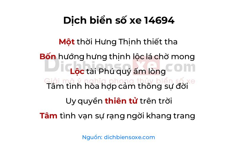 Dịch thơ biển số 14694
