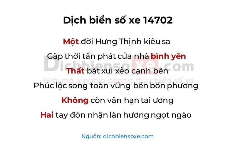 Dịch thơ biển số 14702