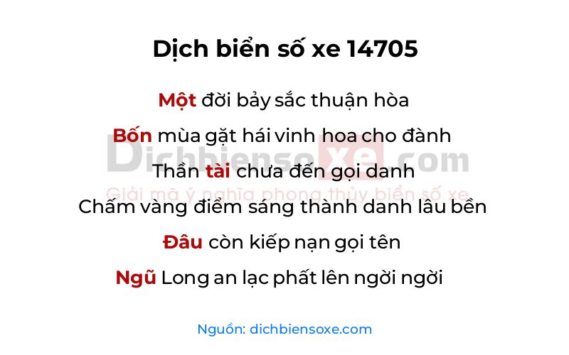 Dịch thơ biển số 14705