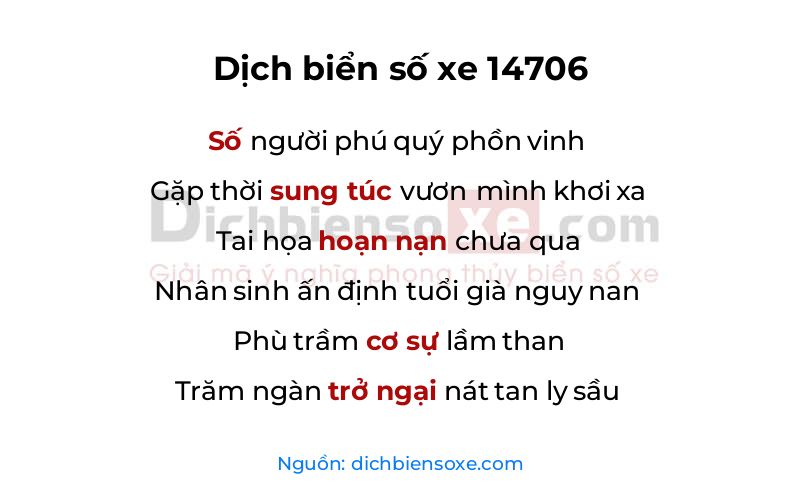 Dịch thơ biển số 14706