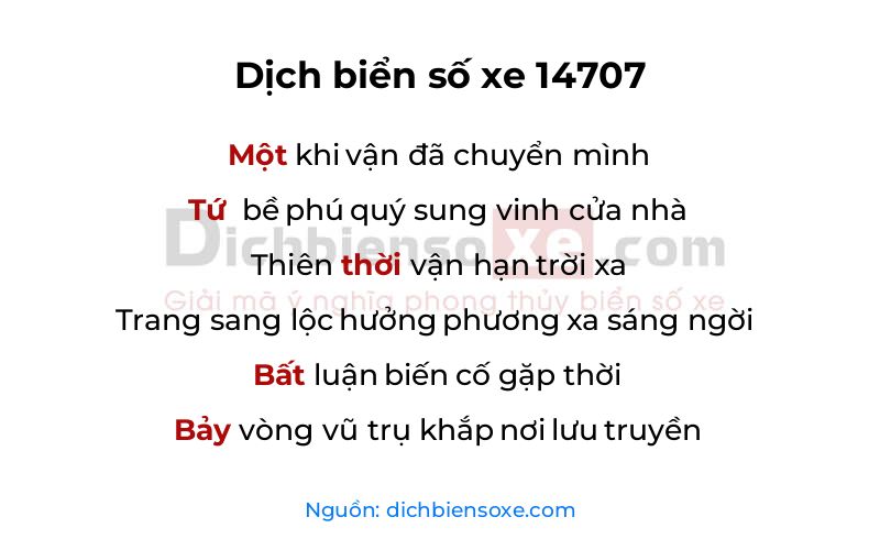 Dịch thơ biển số 14707