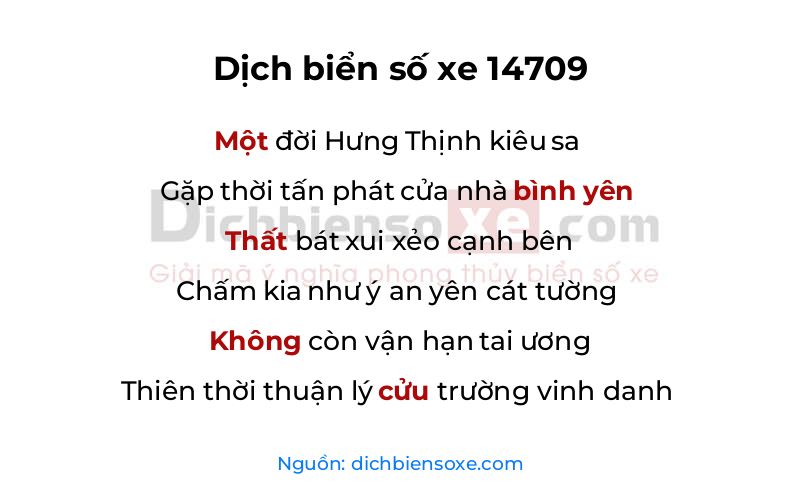 Dịch thơ biển số 14709