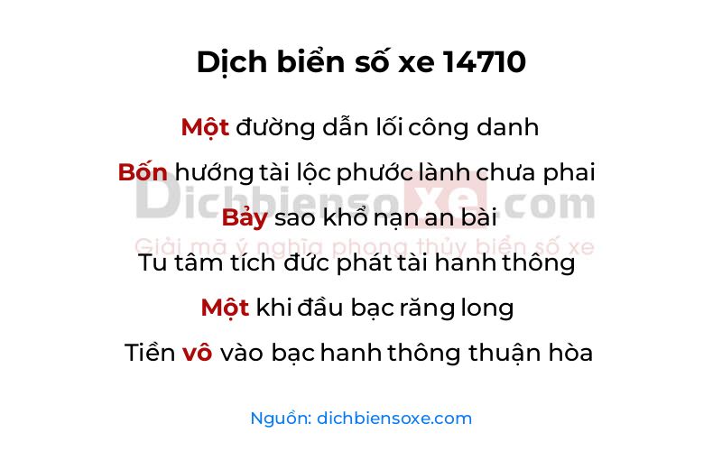 Dịch thơ biển số 14710