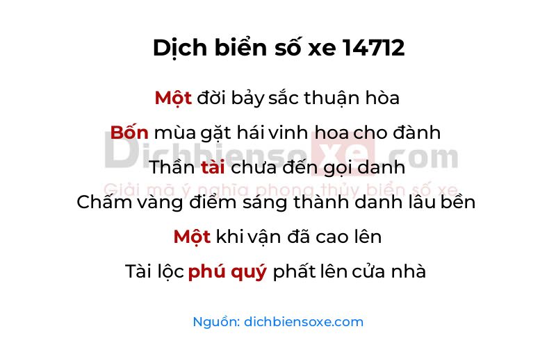 Dịch thơ biển số 14712