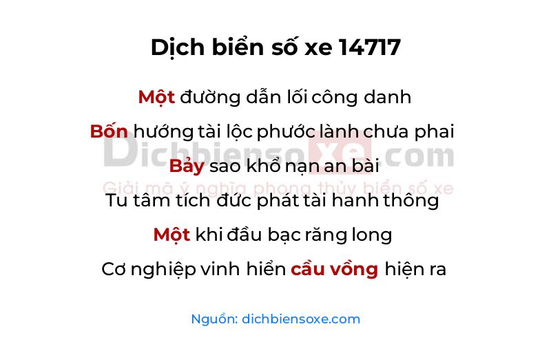 Dịch thơ biển số 14717