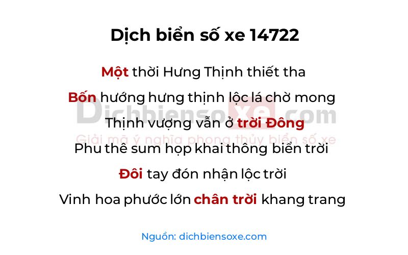 Dịch thơ biển số 14722