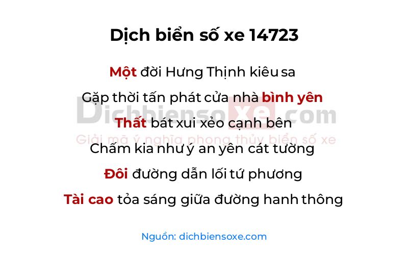 Dịch thơ biển số 14723