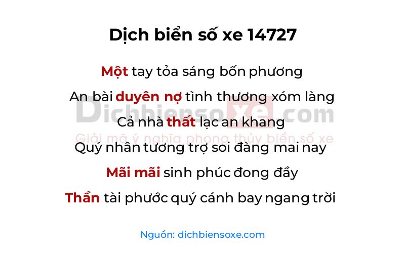 Dịch thơ biển số 14727