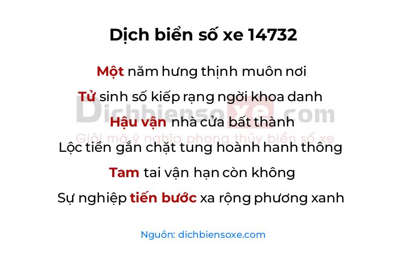 Dịch thơ biển số 14732