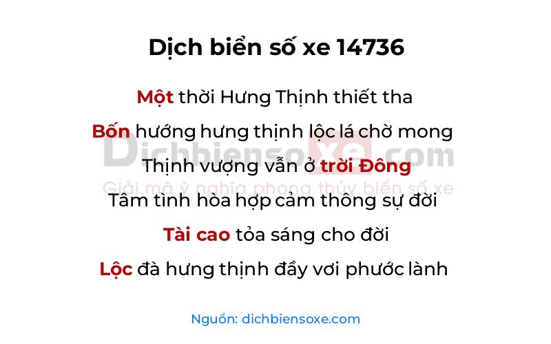 Dịch thơ biển số 14736