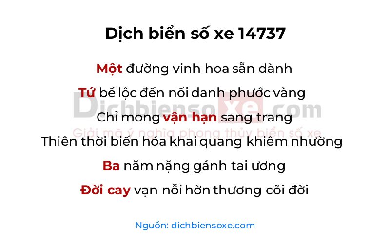 Dịch thơ biển số 14737