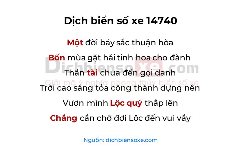 Dịch thơ biển số 14740