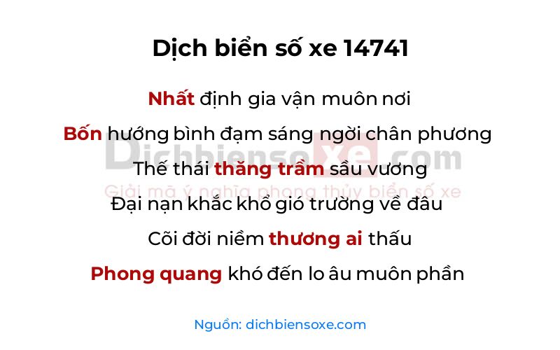 Dịch thơ biển số 14741