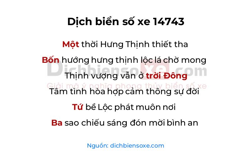Dịch thơ biển số 14743