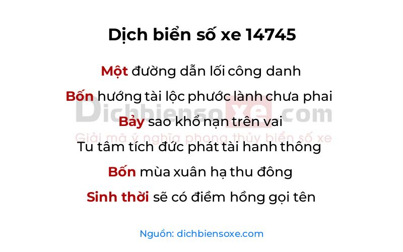 Dịch thơ biển số 14745