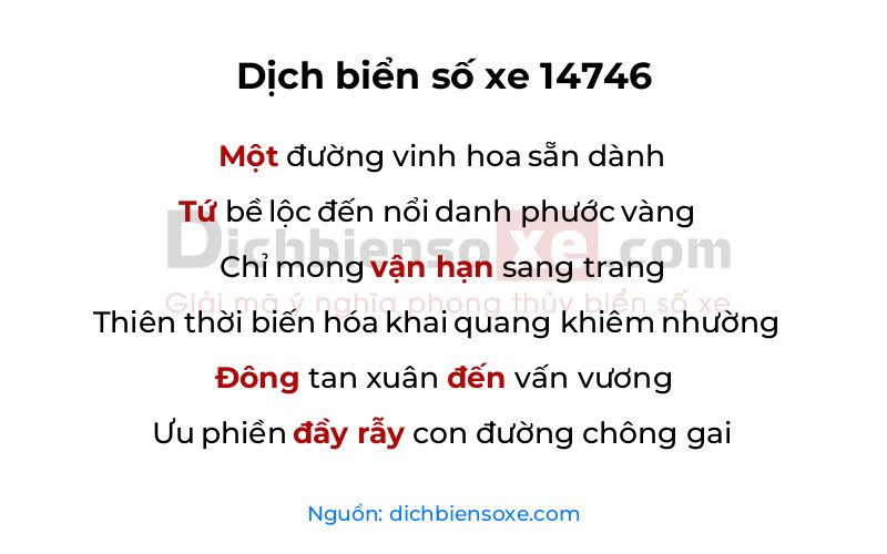 Dịch thơ biển số 14746
