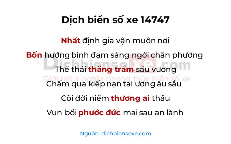 Dịch thơ biển số 14747
