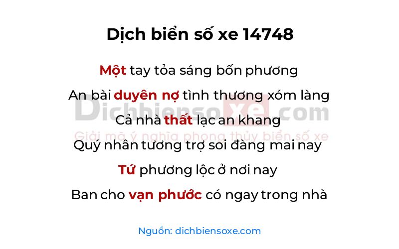 Dịch thơ biển số 14748