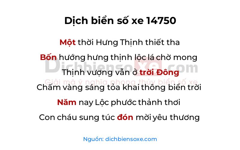 Dịch thơ biển số 14750