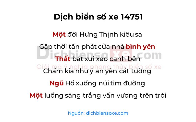 Dịch thơ biển số 14751