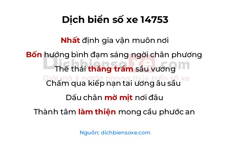 Dịch thơ biển số 14753