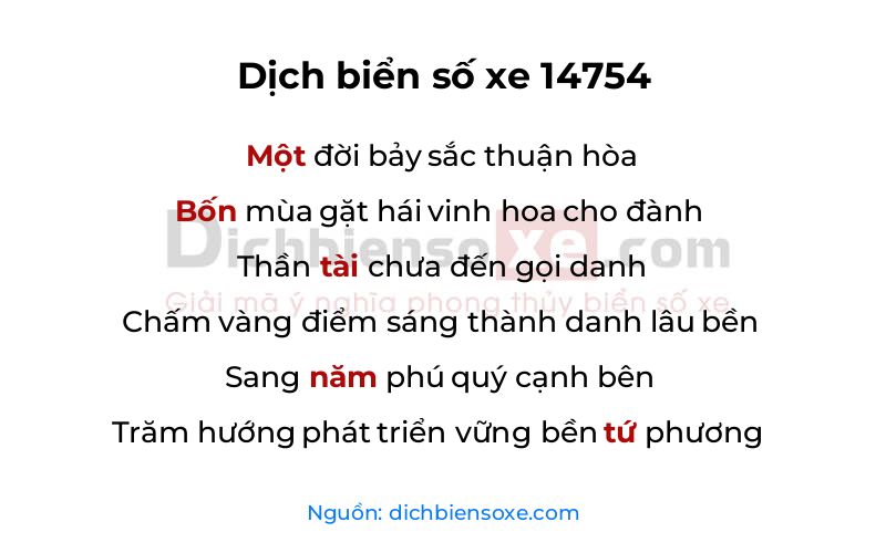 Dịch thơ biển số 14754