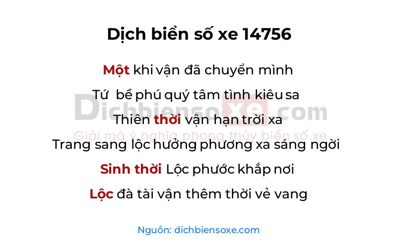 Dịch thơ biển số 14756