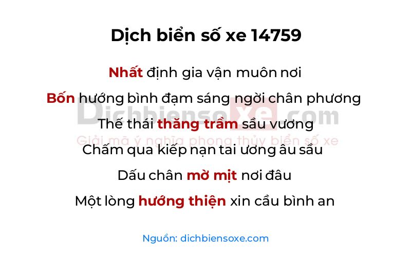 Dịch thơ biển số 14759