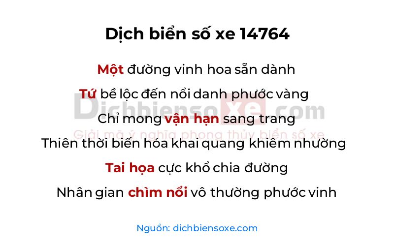 Dịch thơ biển số 14764