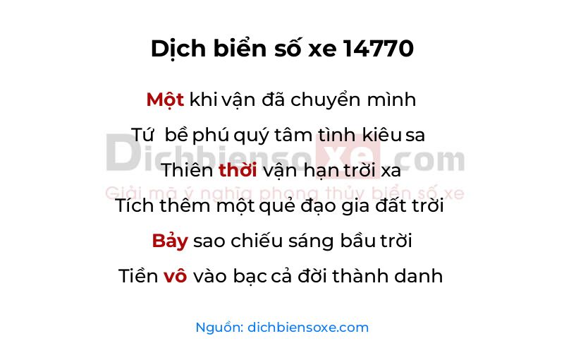 Dịch thơ biển số 14770