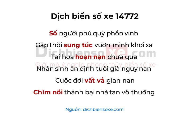 Dịch thơ biển số 14772