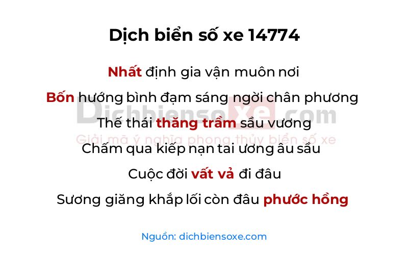 Dịch thơ biển số 14774