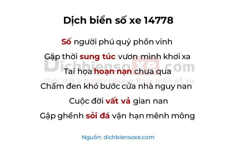 Dịch thơ biển số 14778