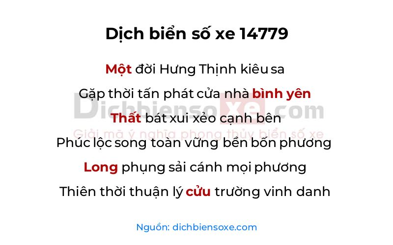 Dịch thơ biển số 14779