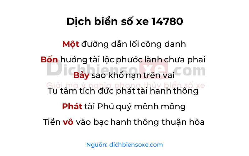 Dịch thơ biển số 14780