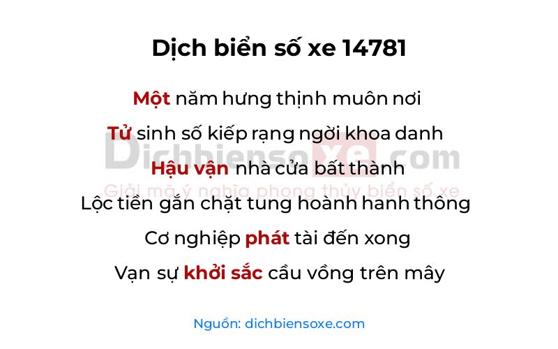 Dịch thơ biển số 14781