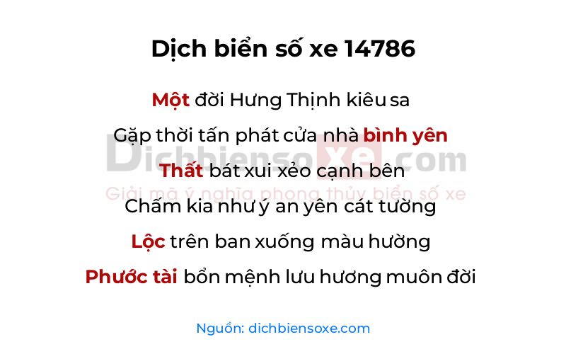 Dịch thơ biển số 14786