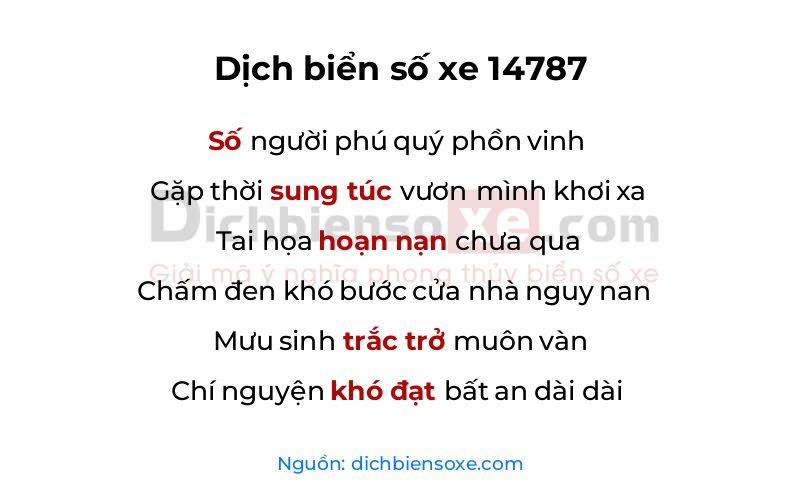 Dịch thơ biển số 14787