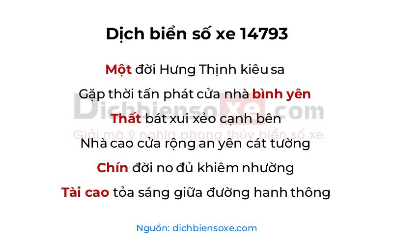 Dịch thơ biển số 14793