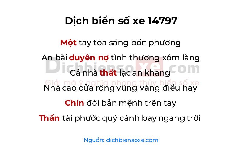 Dịch thơ biển số 14797