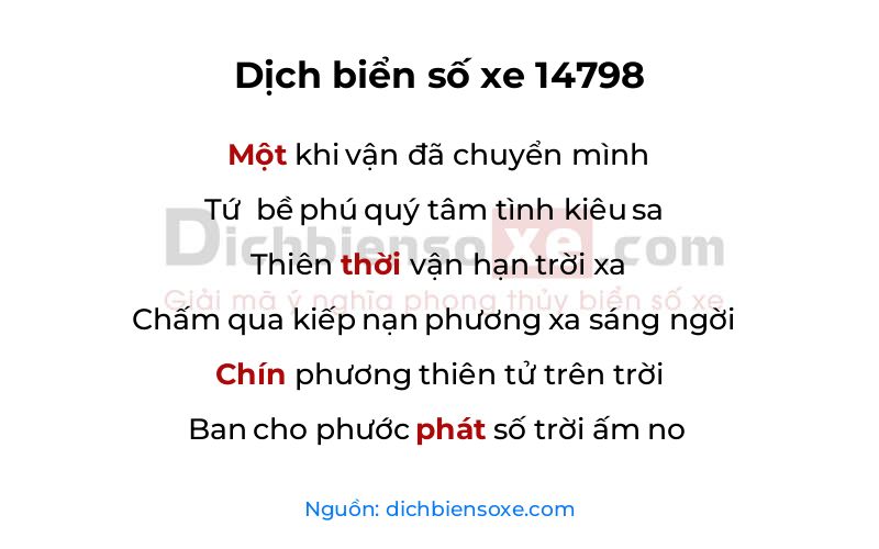 Dịch thơ biển số 14798