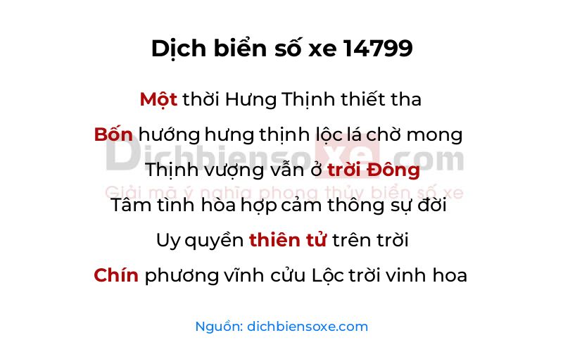 Dịch thơ biển số 14799
