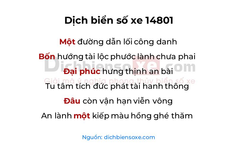 Dịch thơ biển số 14801
