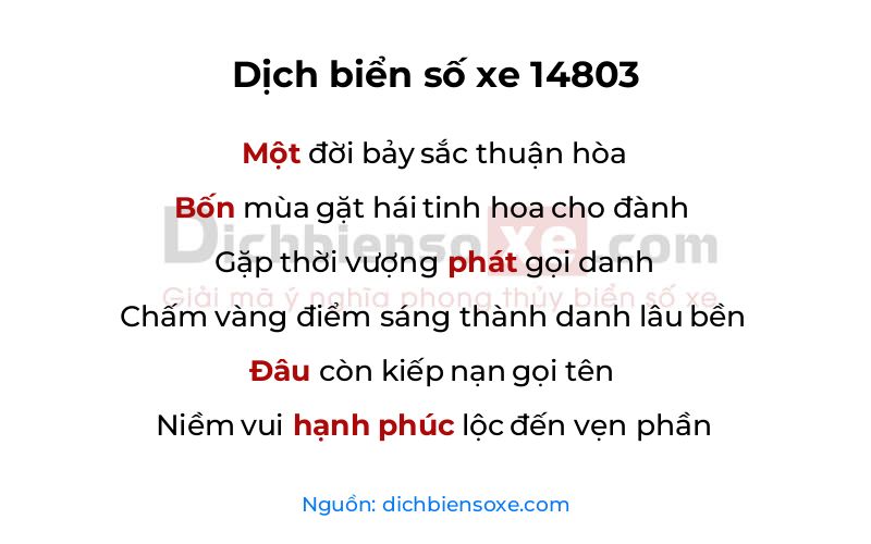 Dịch thơ biển số 14803