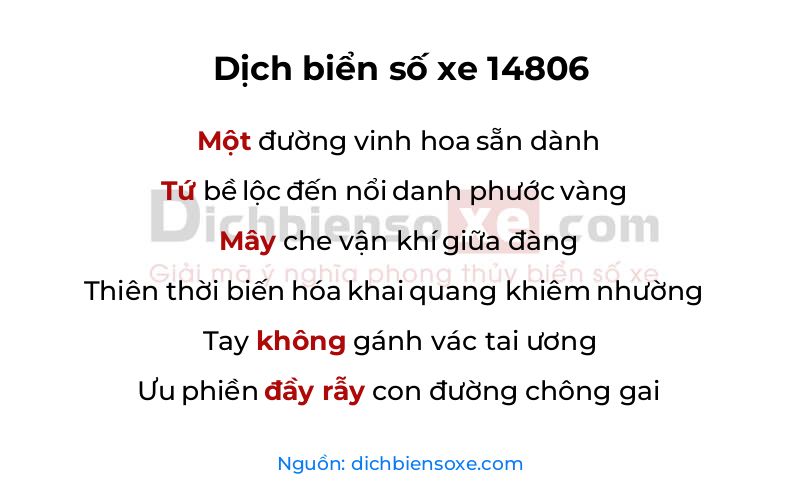 Dịch thơ biển số 14806