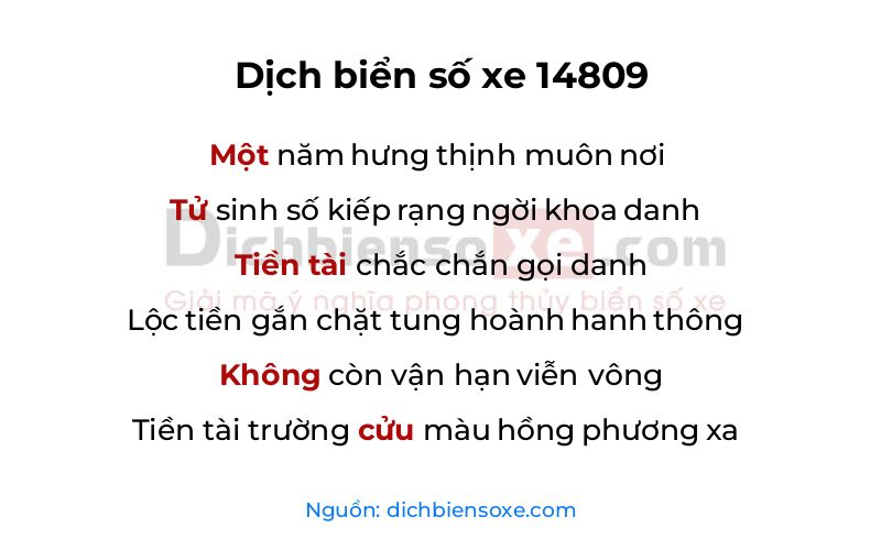Dịch thơ biển số 14809